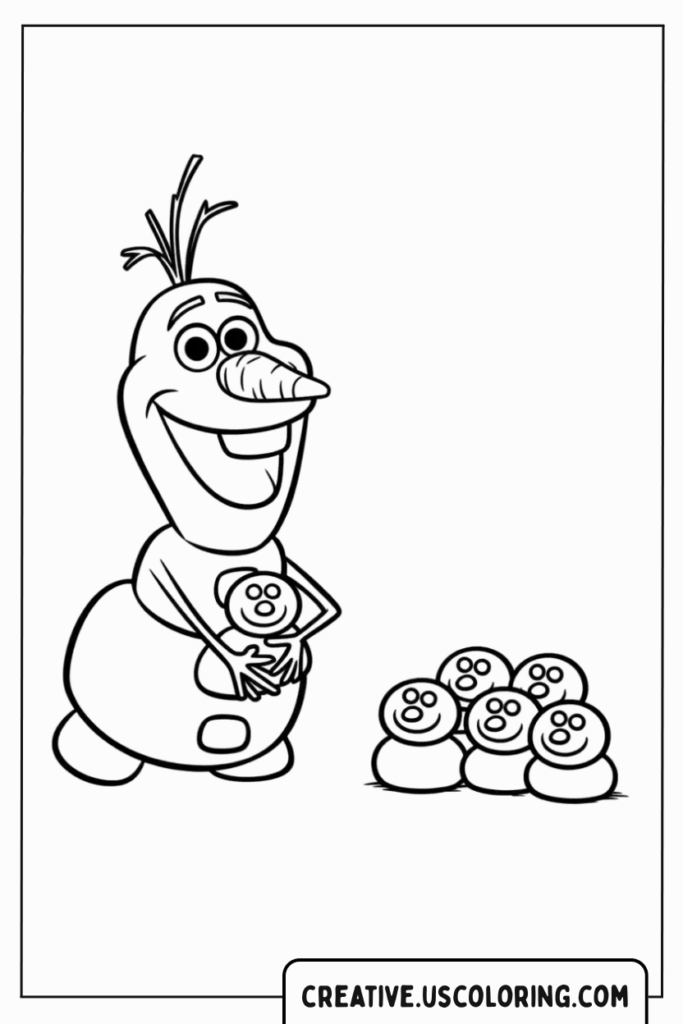 olaf-holding-snow-baby-with-snowmen-coloring-page