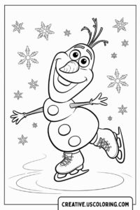 olaf-ice-skating-with-snowflakes-coloring-page