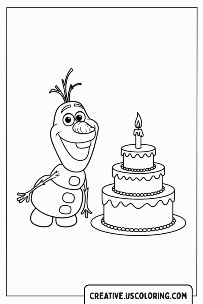 olaf-with-birthday-cake-coloring-page