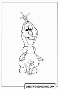 olaf-with-flower-coloring-page
