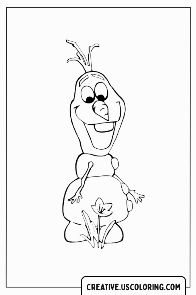 olaf-with-flower-coloring-page