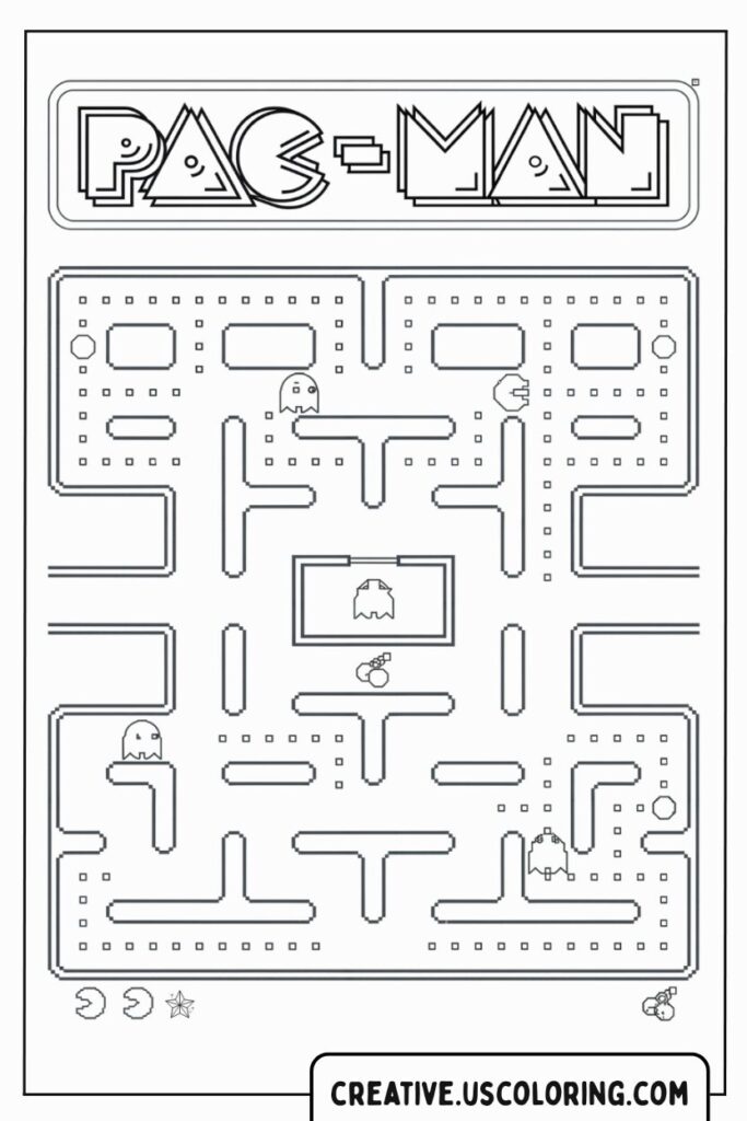pac-man-game-level-coloring-page
