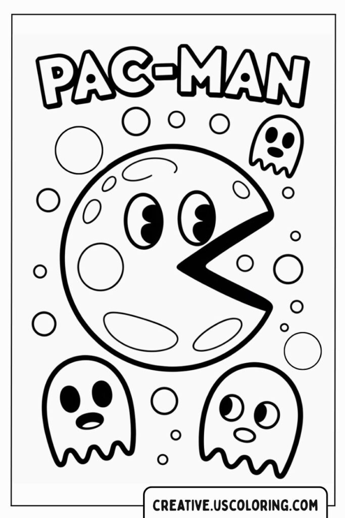 pac-man-with-ghosts-and-bubbles-coloring-page