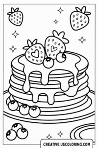 pancakes-with-strawberries-and-blueberries-coloring-page