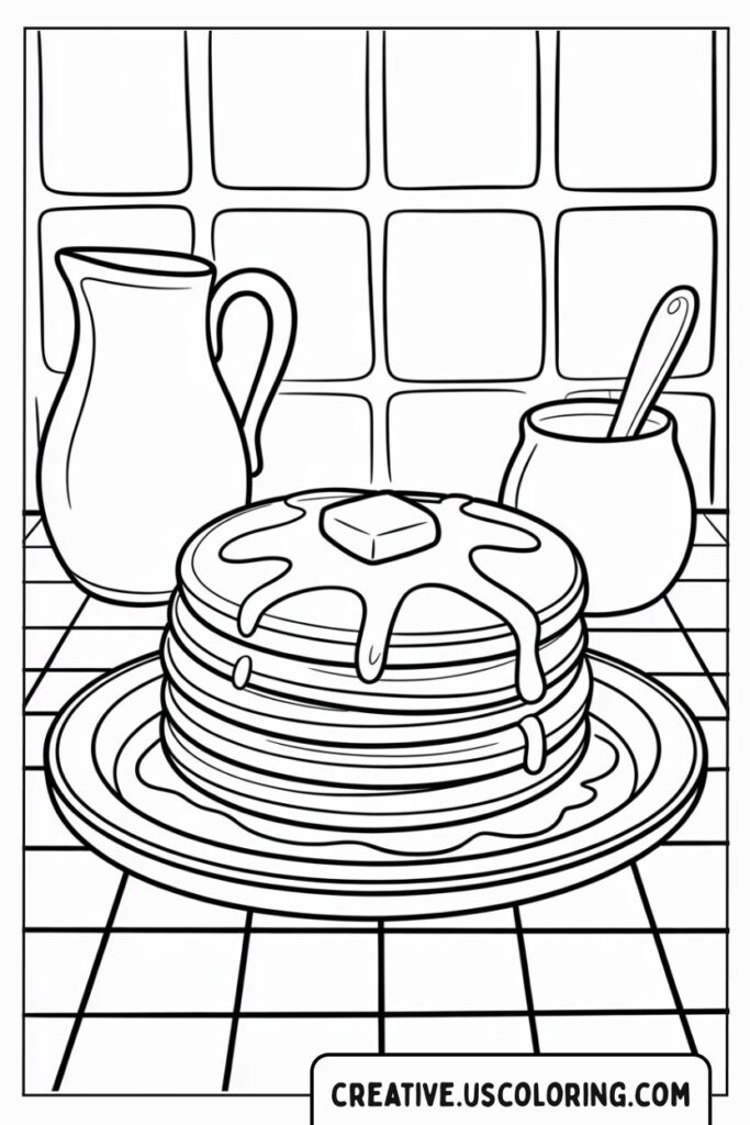 pancakes-with-syrup-and-butter-coloring-page