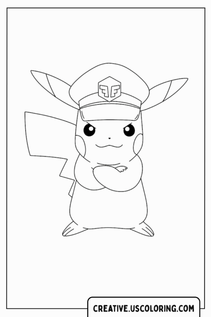 pikachu-in-captains-hat-coloring-page