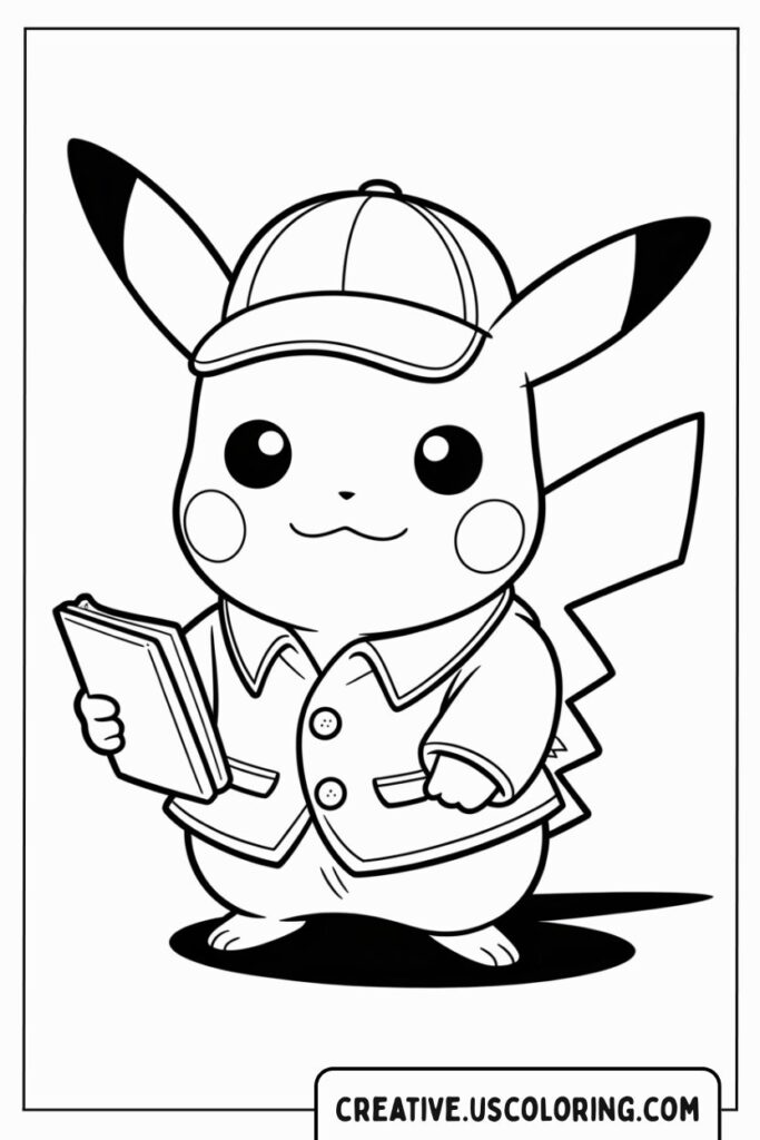 pikachu-in-hat-holding-book-coloring-page