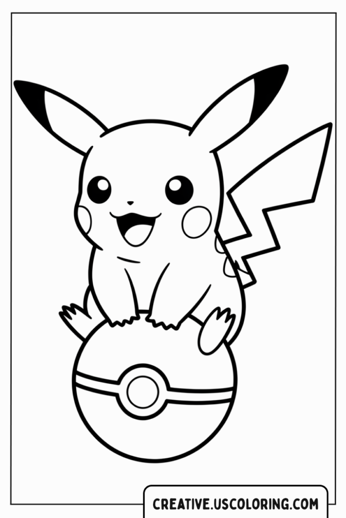 pikachu-sitting-on-pokeball-coloring-page