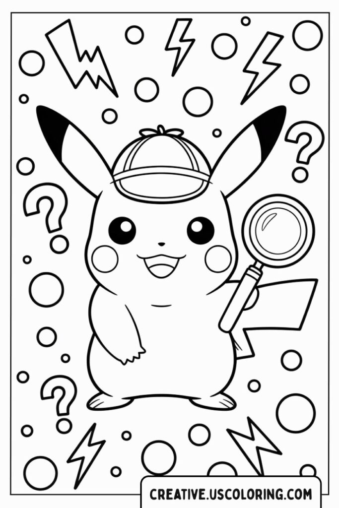 pikachu-with-magnifying-glass-and-hat-coloring-page