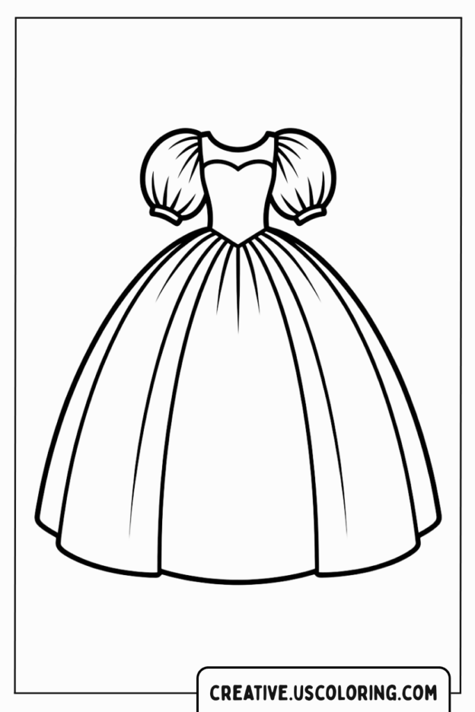 puffy-sleeve-ball-gown-coloring-page