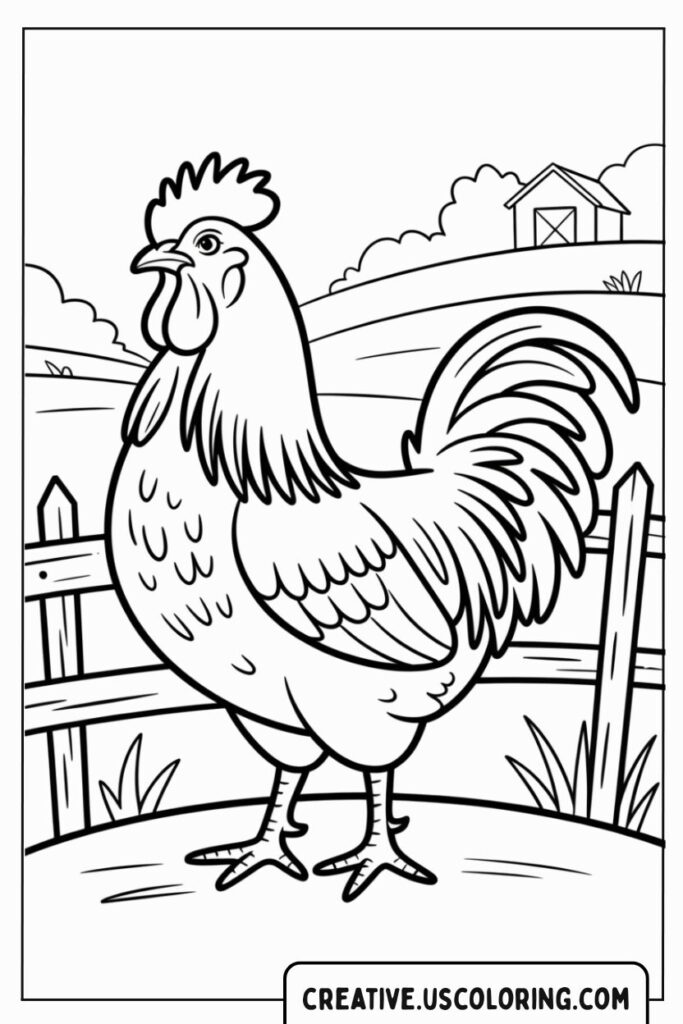 rooster-standing-in-farmyard-coloring-page