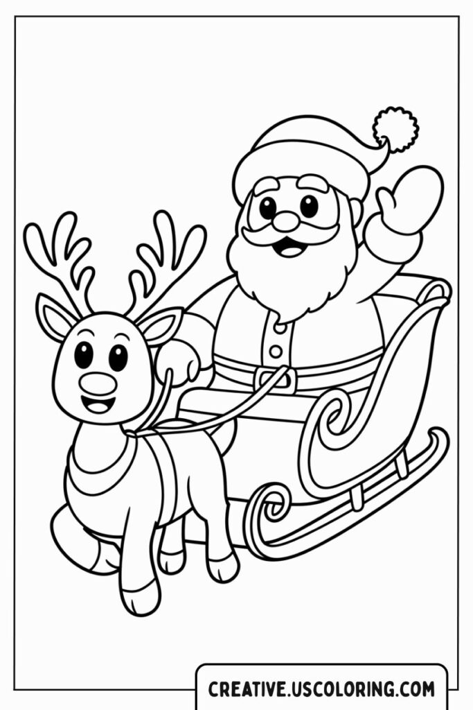 santa-claus-riding-reindeer-sleigh-coloring-page