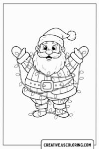 santa-claus-wrapped-in-christmas-lights-coloring-page