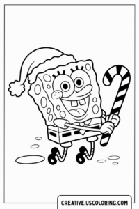 santa-sponge-bob-holding-candy-cane-coloring-page
