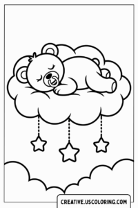 sleeping-bear-on-cloud-with-stars-coloring-page