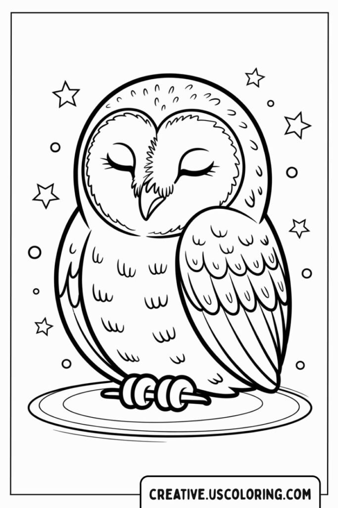 sleeping-owl-surrounded-by-stars-coloring-page