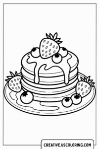 stack-of-pancakes-with-strawberries-and-blueberries-coloring-page