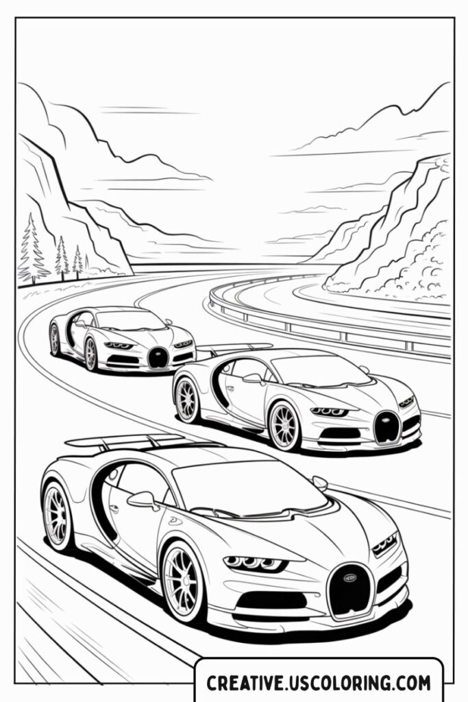 three-bugatti-cars-driving-on-curvy-road-coloring-page