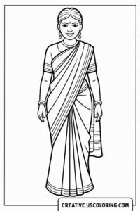 traditional-indian-woman-wearing-sari-coloring-page