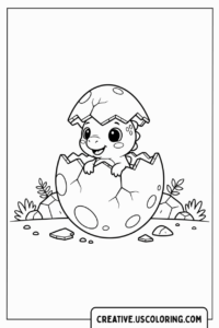 Baby Dinosaur Hatching Coloring Page