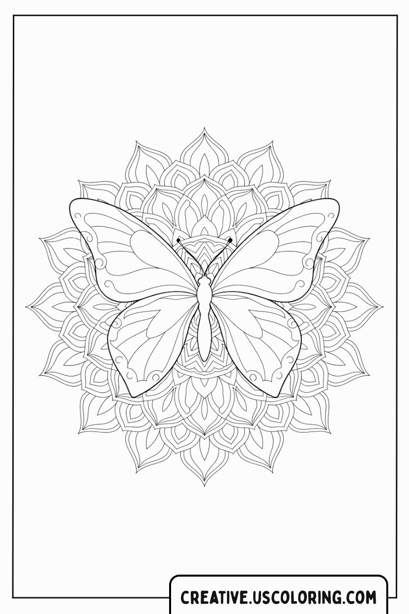 Butterfly Mandala Coloring Page