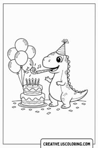 Dinosaur Birthday Coloring Page