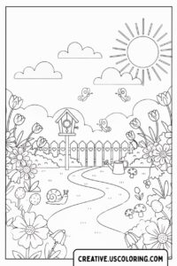 Idyllic-Picket-Fence-Flower-Garden-Coloring-Page