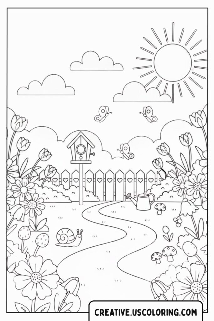 Idyllic-Picket-Fence-Flower-Garden-Coloring-Page