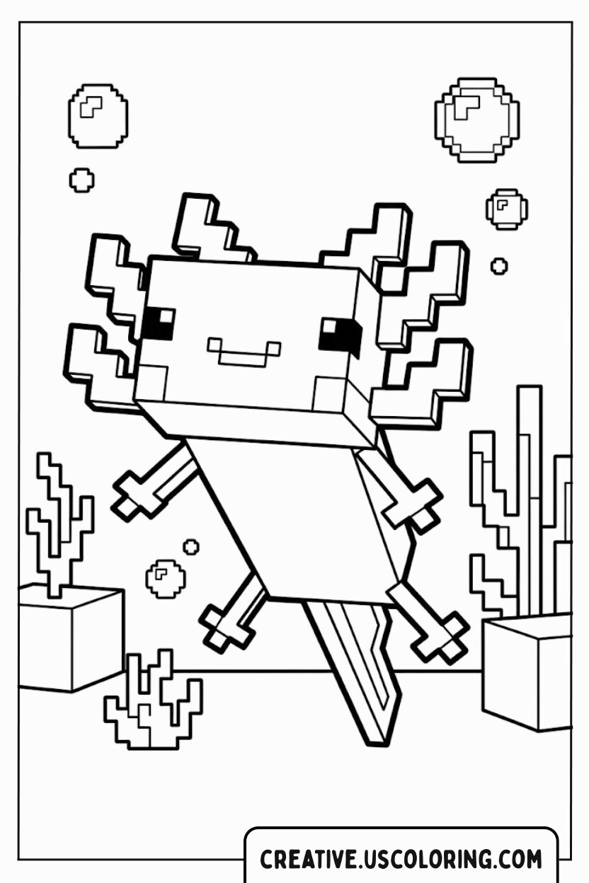 Minecraft Axolotl Coloring Page