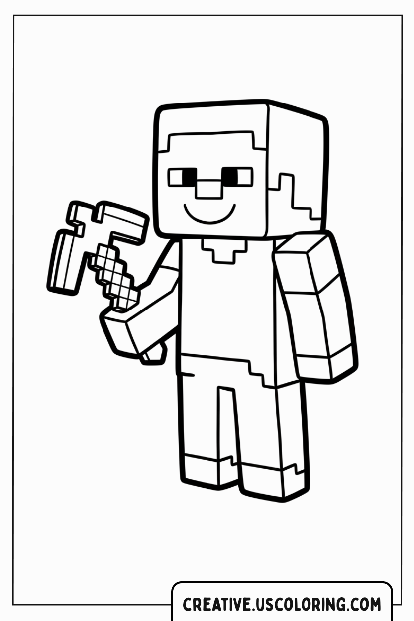 Minecraft Steve Coloring Page
