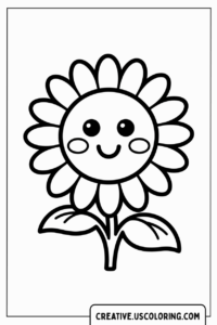 Smiling-Kawaii-Sunflower-Cute-Flower-Coloring-Page