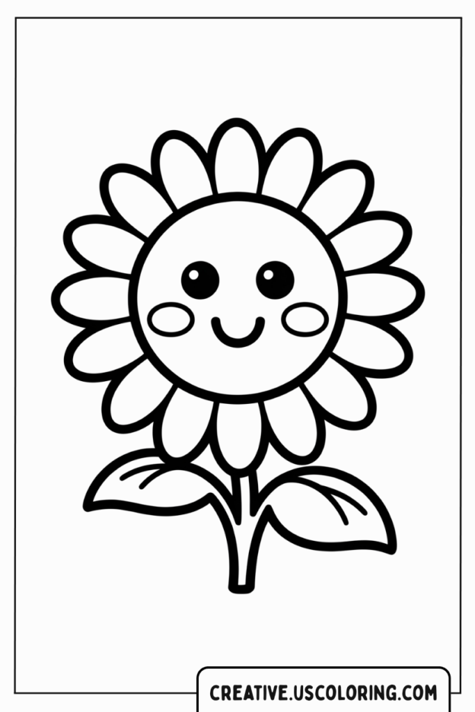 Smiling-Kawaii-Sunflower-Cute-Flower-Coloring-Page