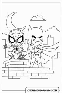 Spider-Man and Batman Coloring Page