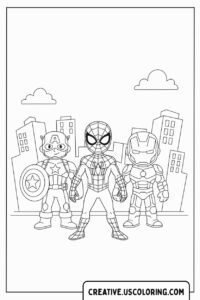 Spiderman and Friends Coloring Page