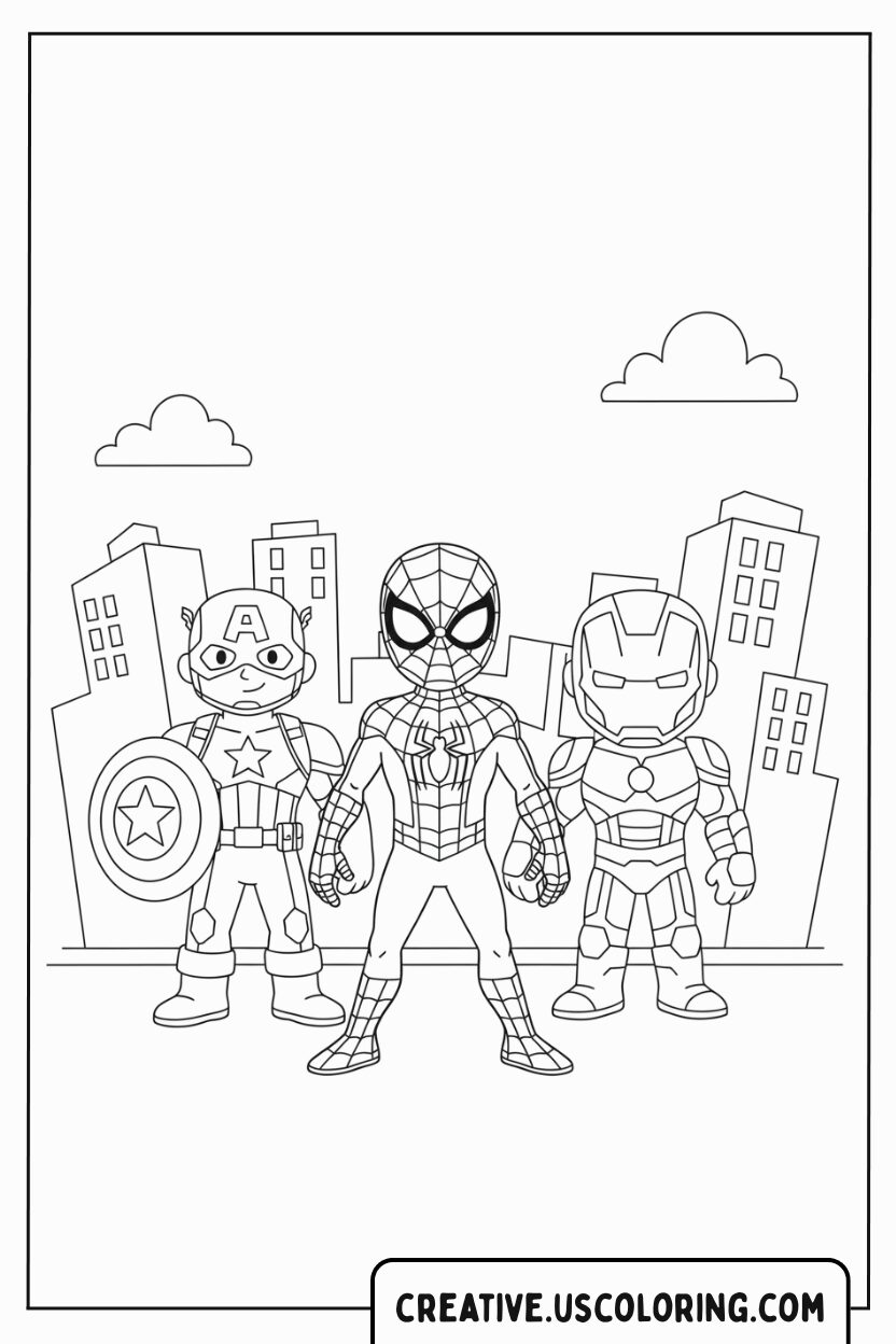 Spiderman and Friends Coloring Page