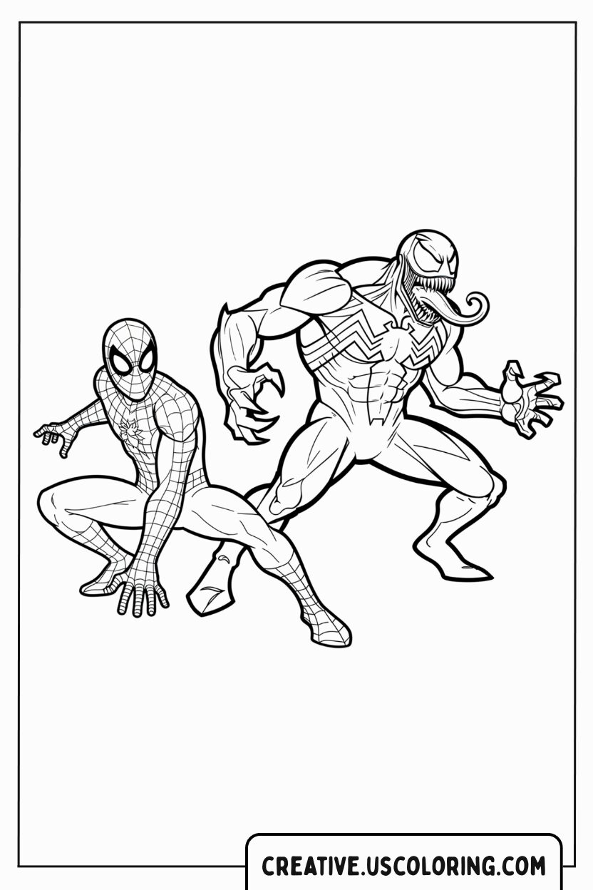 Spider-Man and Venom Coloring Page