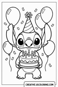 Stitch Birthday Coloring Page