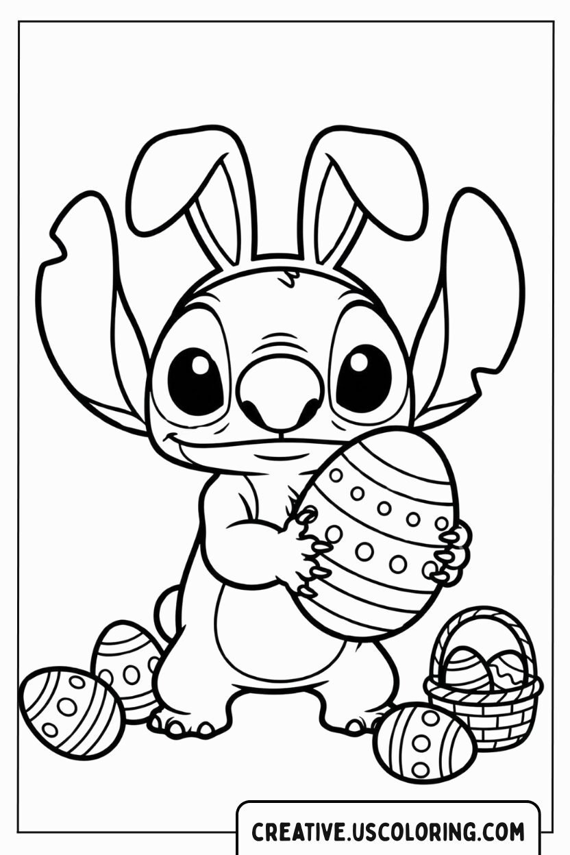 Stitch Easter Coloring Page