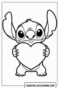 Stitch Valentine’s Coloring Page
