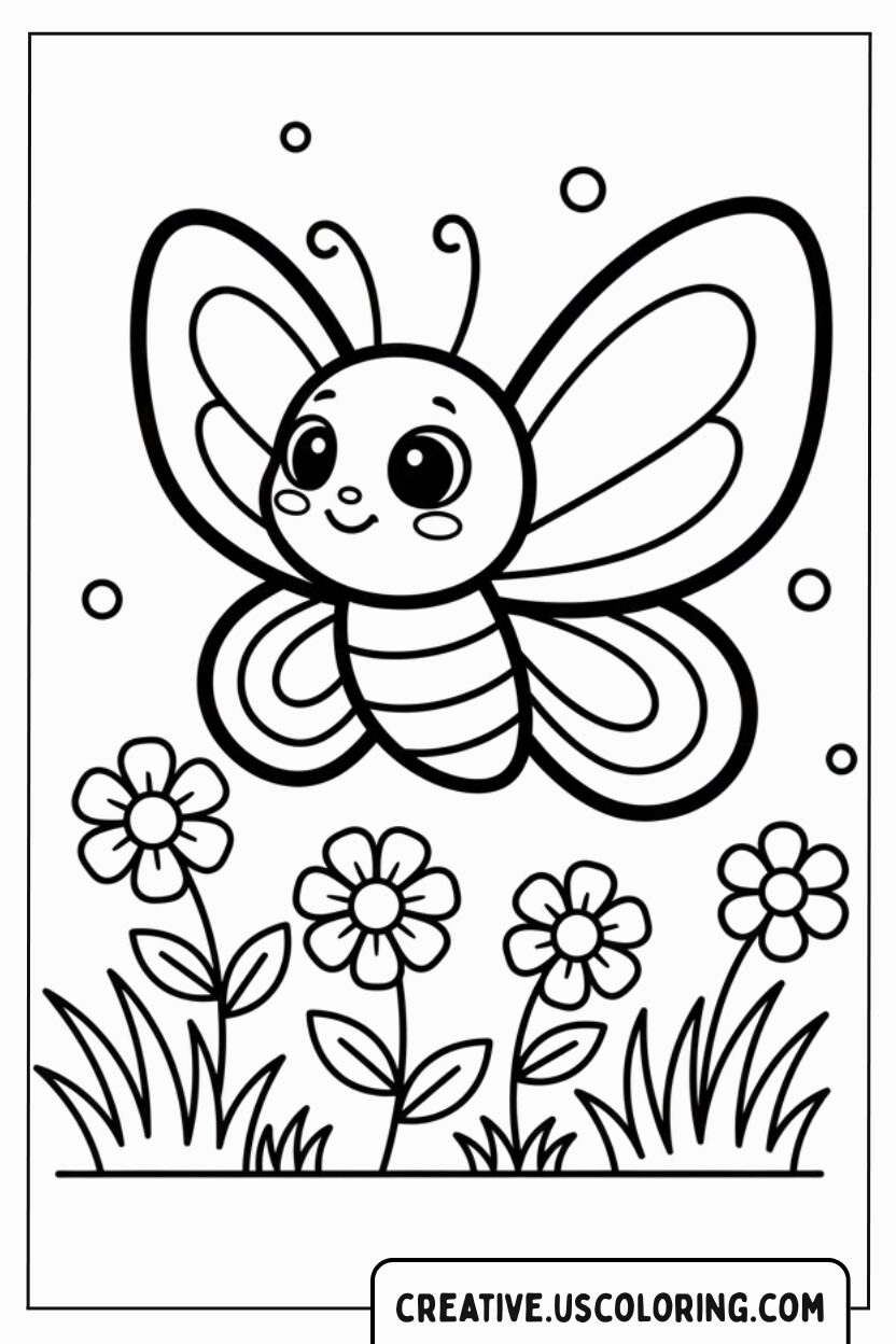 The Cute Butterfly Coloring Page