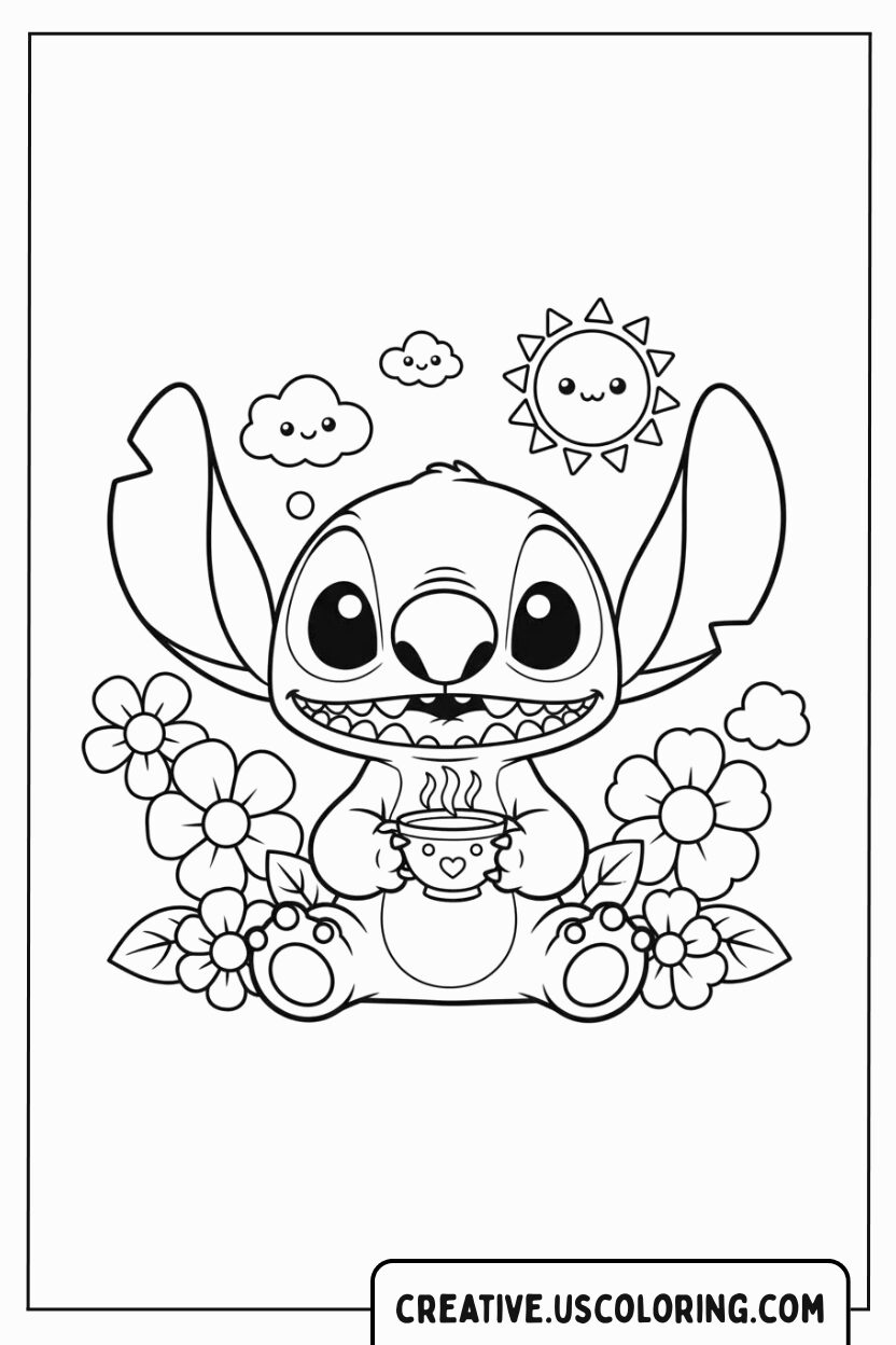 adorable-cute-stitch-with-flowers-coloring-page
