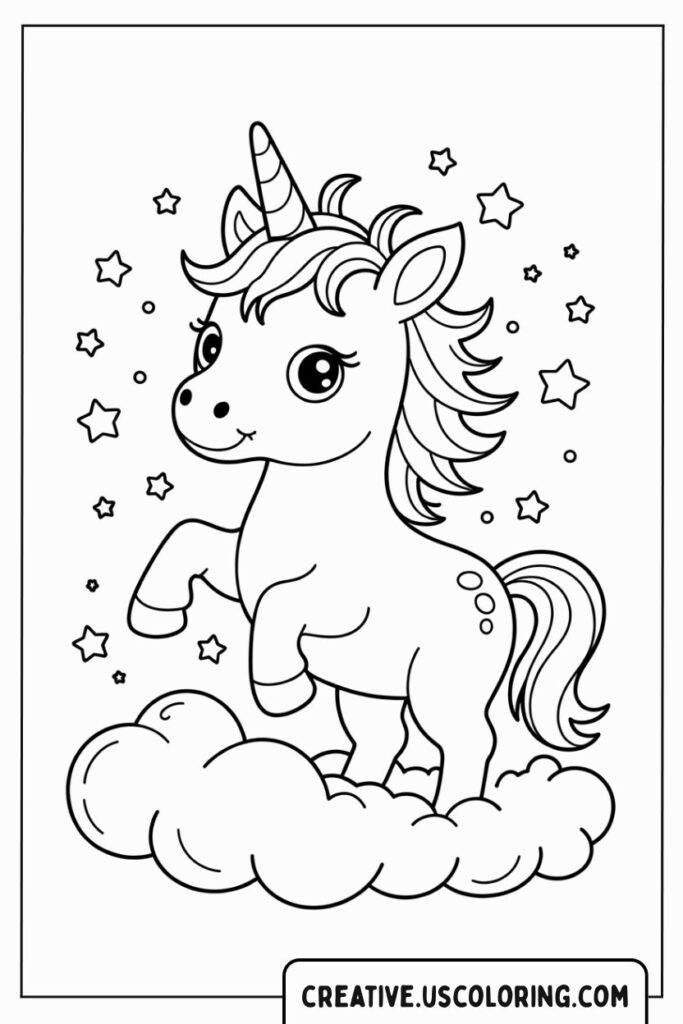 baby-unicorn-on-cloud-coloring-page