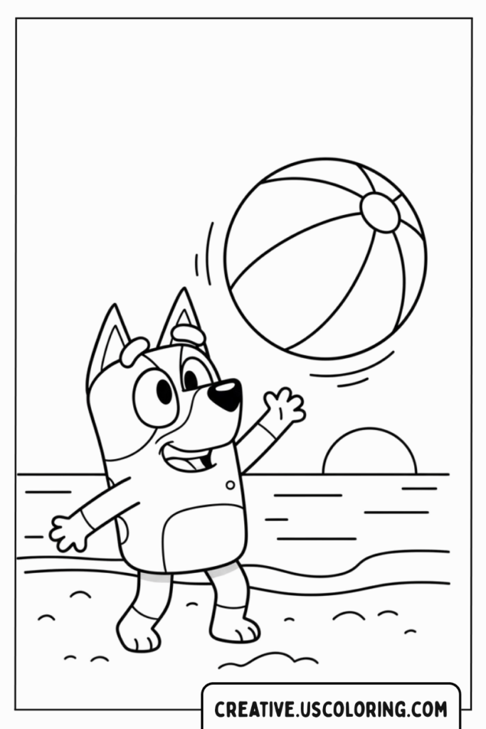 bluey-playing-beach-ball-coloring-page