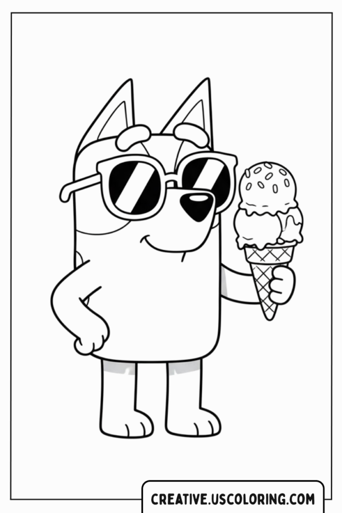 bluey-sunglasses-ice-cream-summer-coloring-page