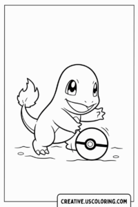 charmander-pokemon-playing-pokeball-coloring-page