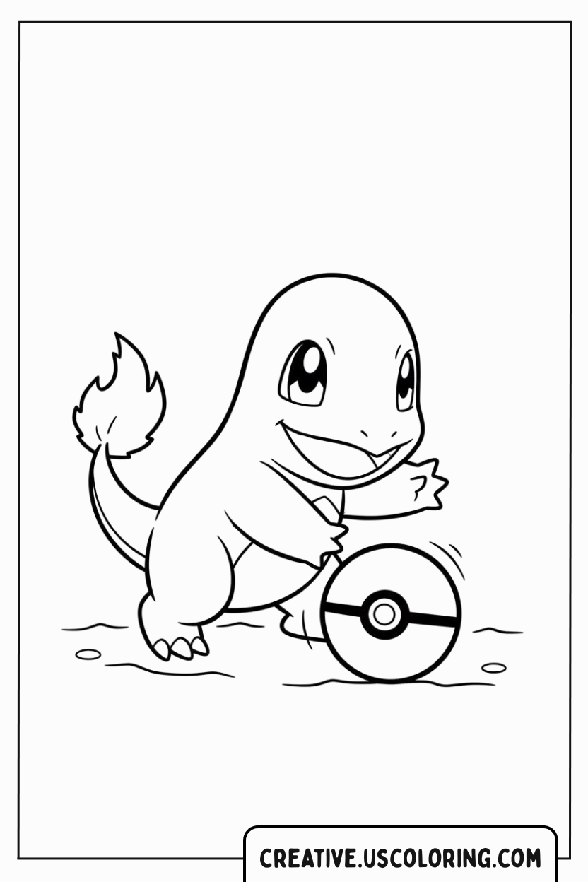 charmander-pokemon-playing-pokeball-coloring-page