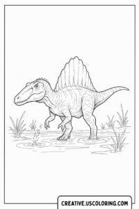 dinosaur-spinosaurus-wading-in-water-coloring-page