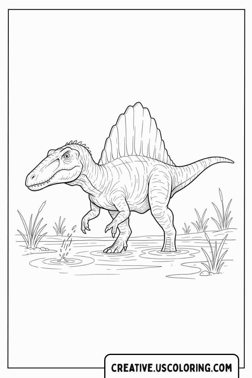 dinosaur-spinosaurus-wading-in-water-coloring-page