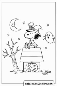 halloween-snoopy-witch-doghouse-coloring-page
