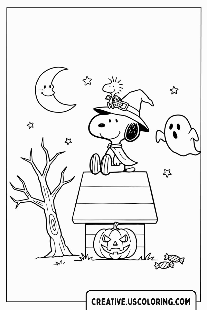 halloween-snoopy-witch-doghouse-coloring-page